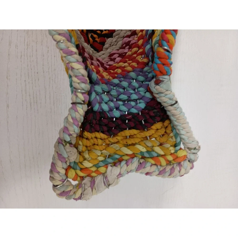 Vintage 1986 Large Fish Shaped Fruit Basket Colorful Hand Crafted Woven BOHO
